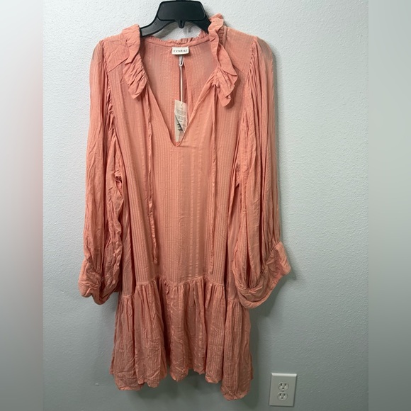 Evarae Dresses & Skirts - Evarae Long Sleeve V-Neck Midi Peach/Pink Large Dress NWT